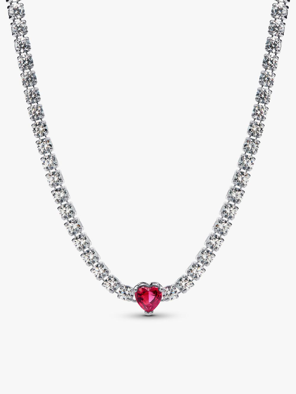 Sparkling Heart Halo Pendant Collier Necklace