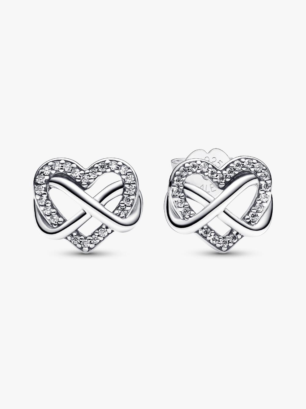 Sparkling Infinity Heart Stud Earrings