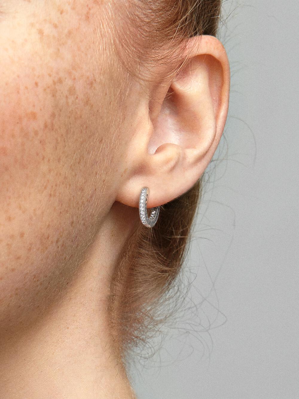 Pavé Heart Hoop Earrings