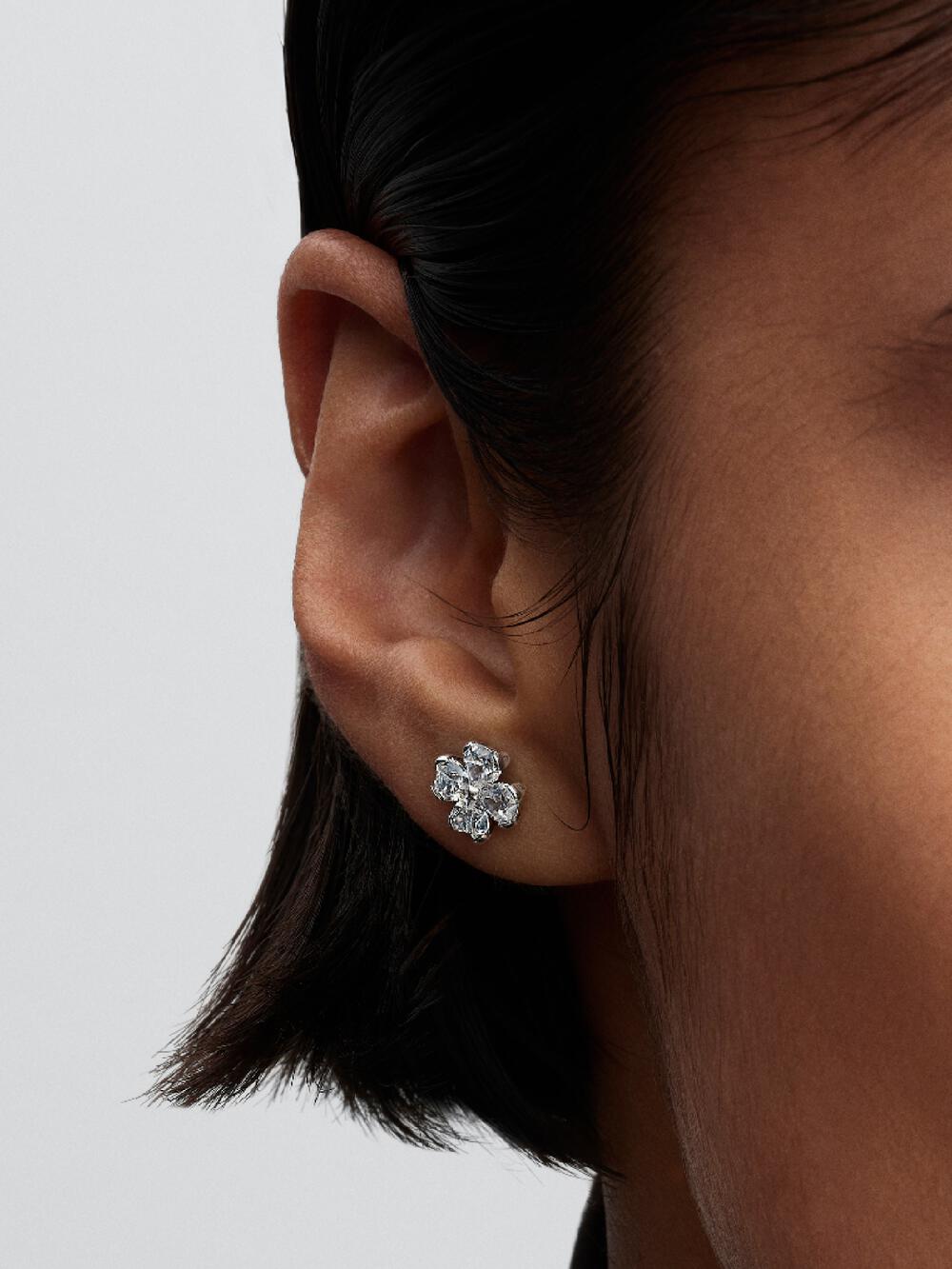 Sparkling Lucky Clover Stud Earrings