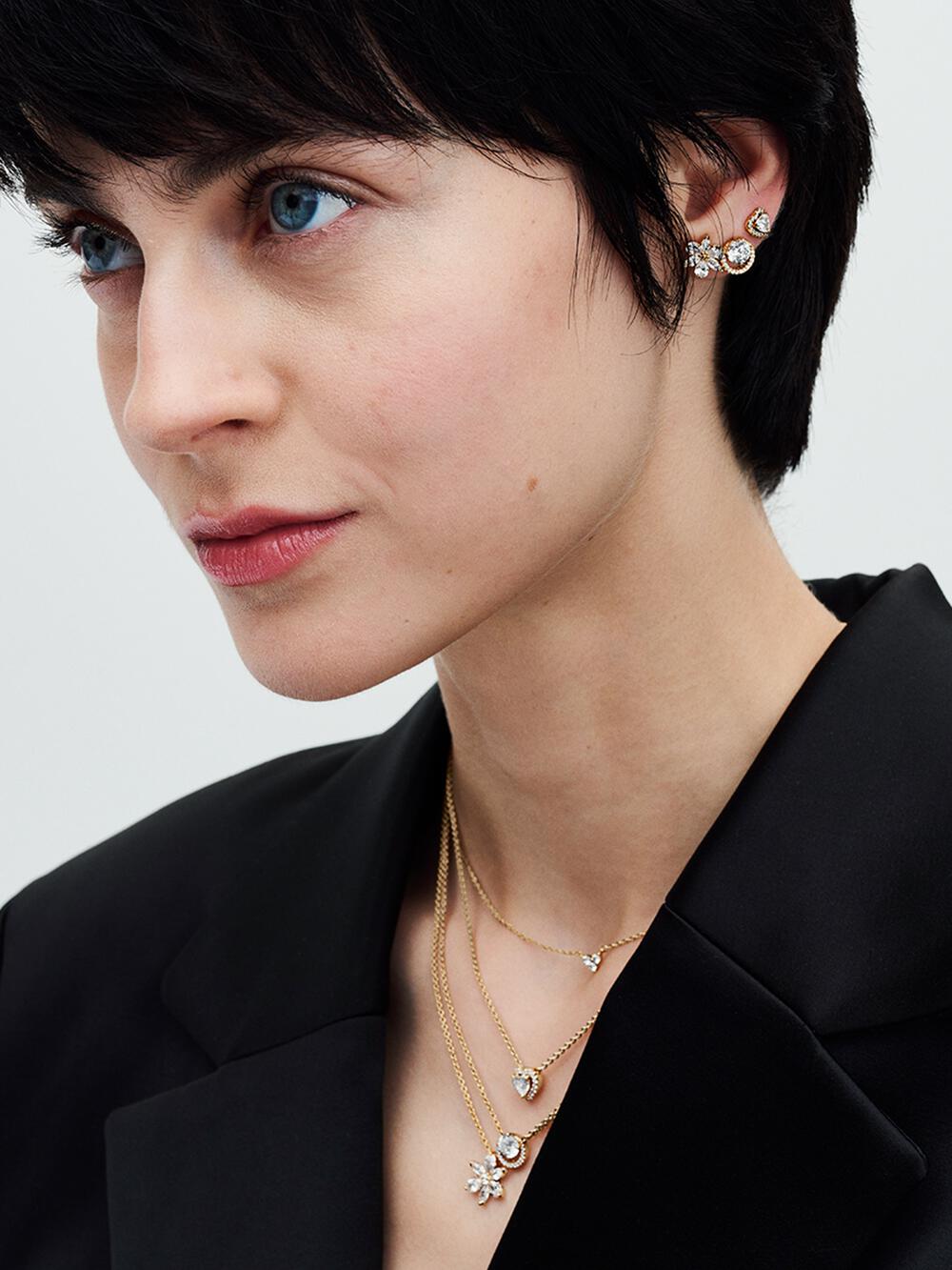 Sparkling Elevated Heart Stud Earrings