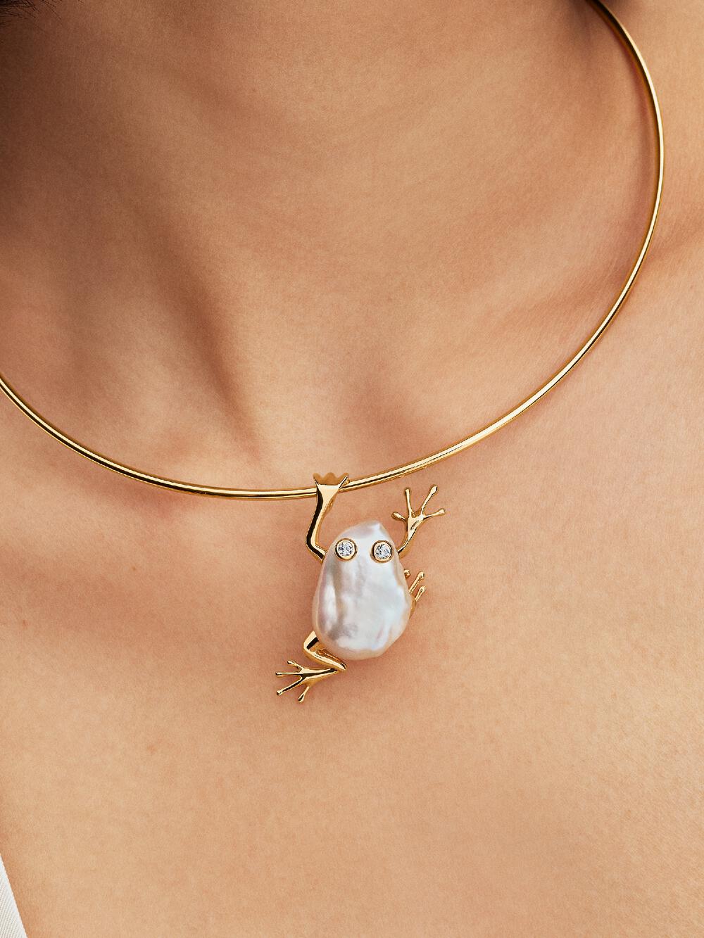 Treated Freshwater Cultured Baroque Pearl Oversized Frog Pendant