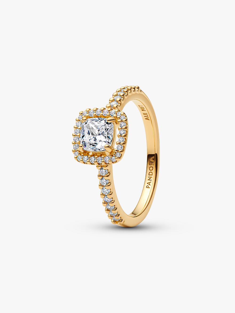 Sparkling Square Clear Halo Ring