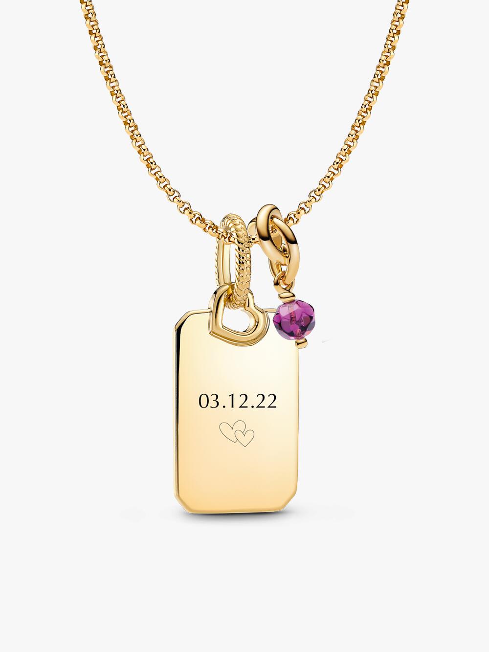 Engravable Rectangle Tag Pendant Necklace Set