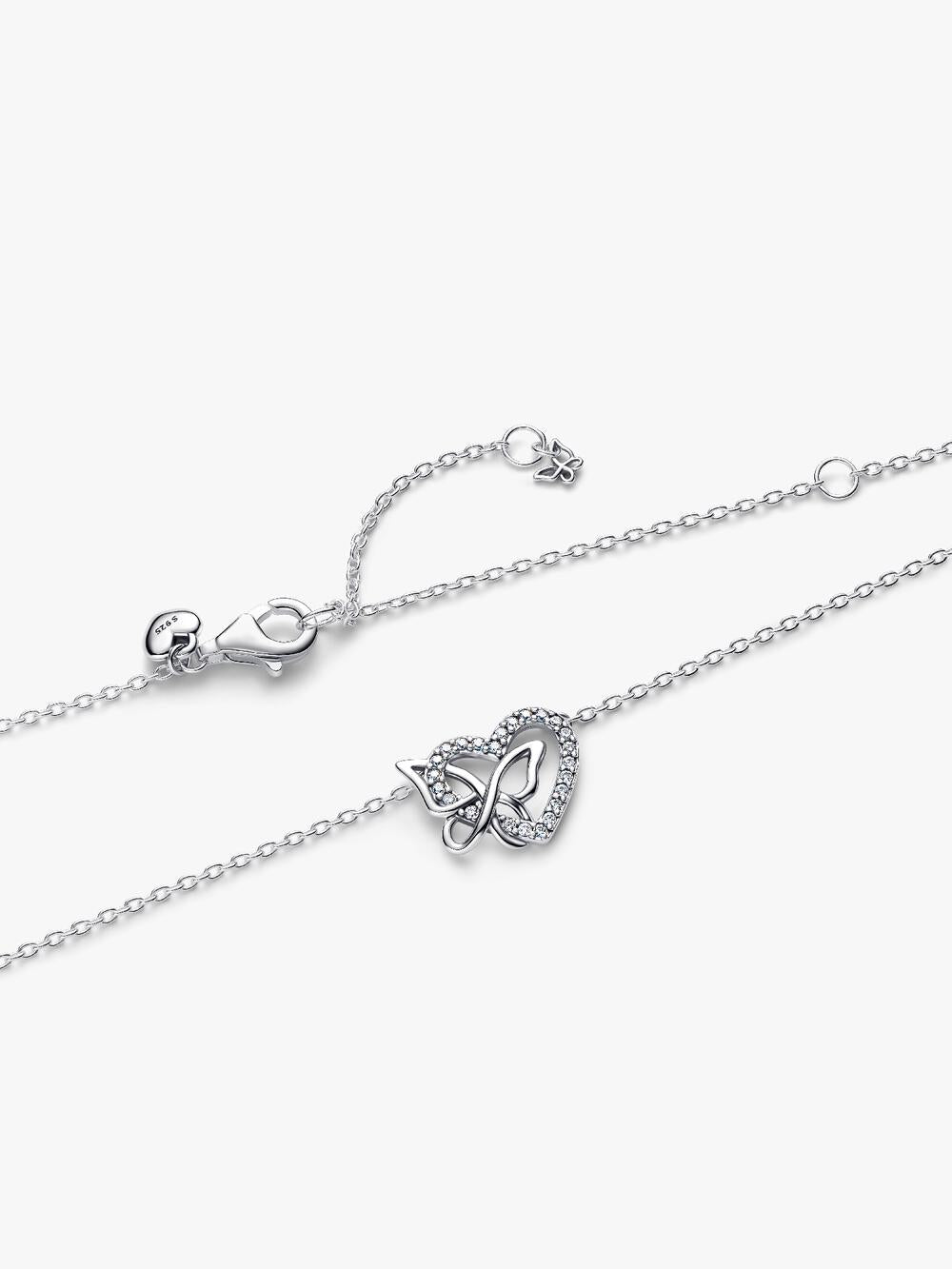 Entwined Heart & Butterfly Pendant Necklace