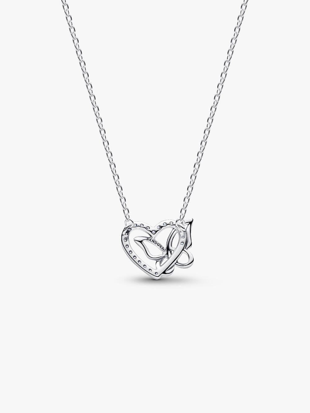 Entwined Heart & Butterfly Pendant Necklace