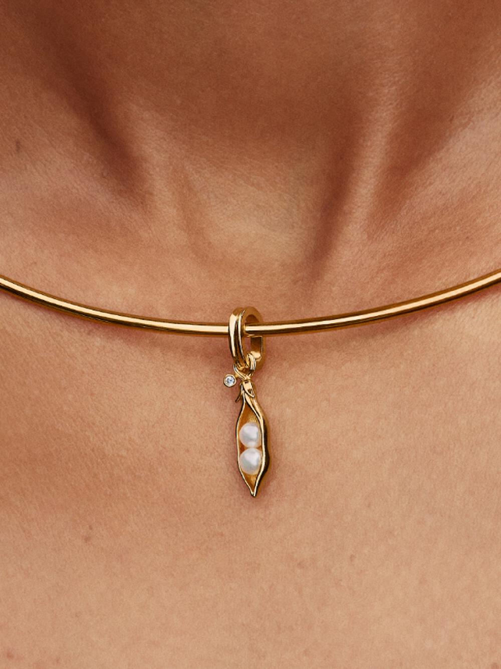 Treated Freshwater Cultured Baroque Pearl Peas in a Pod Dangle Charm