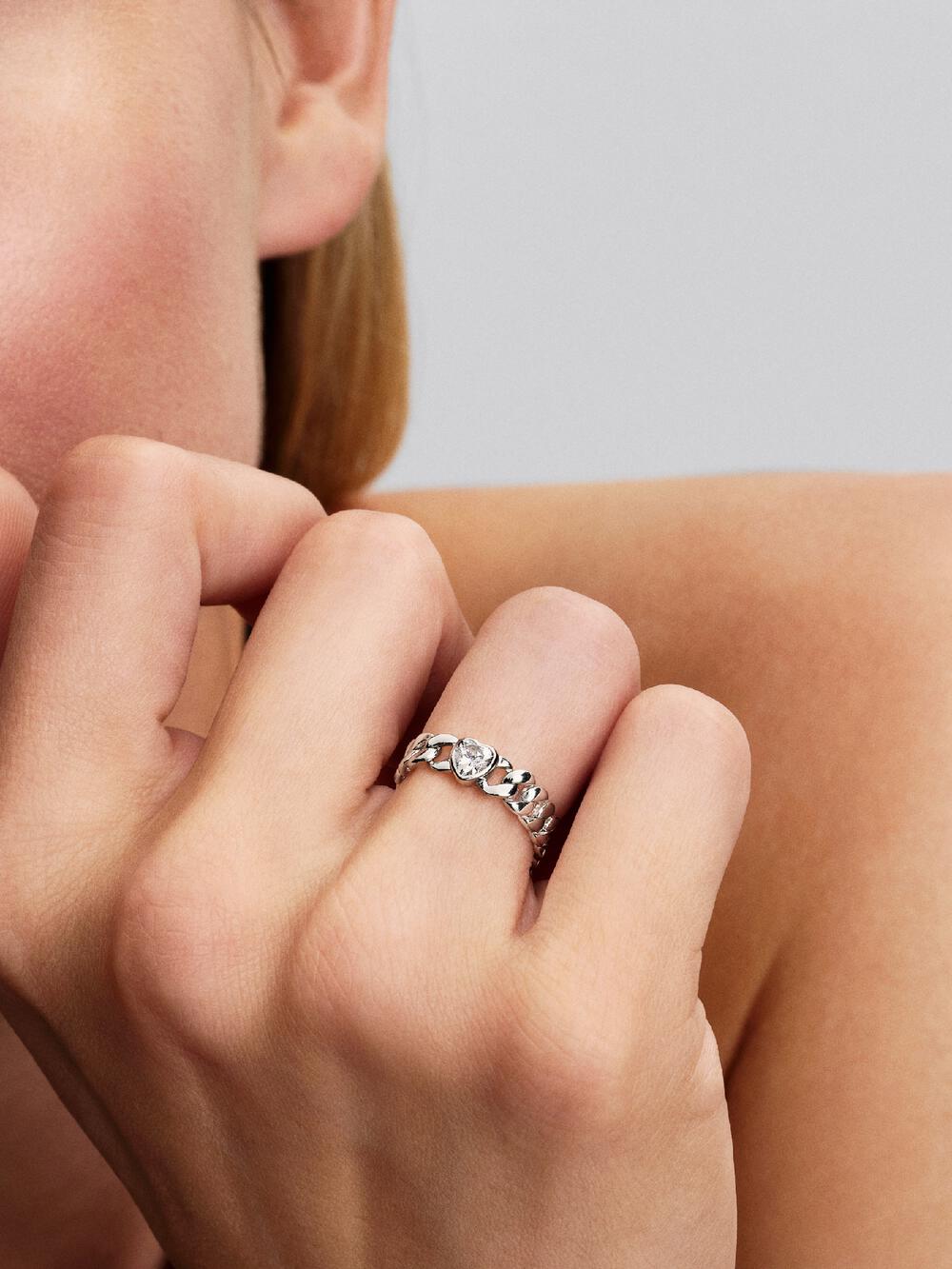 Heart Cuban Chain Ring