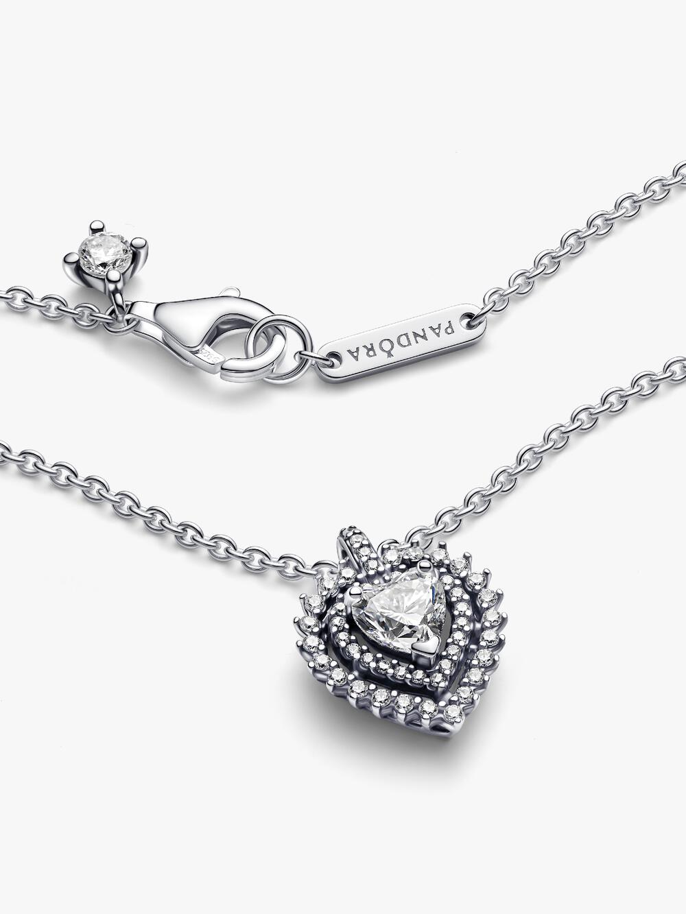 Sparkling Heart Halo Pendant Necklace