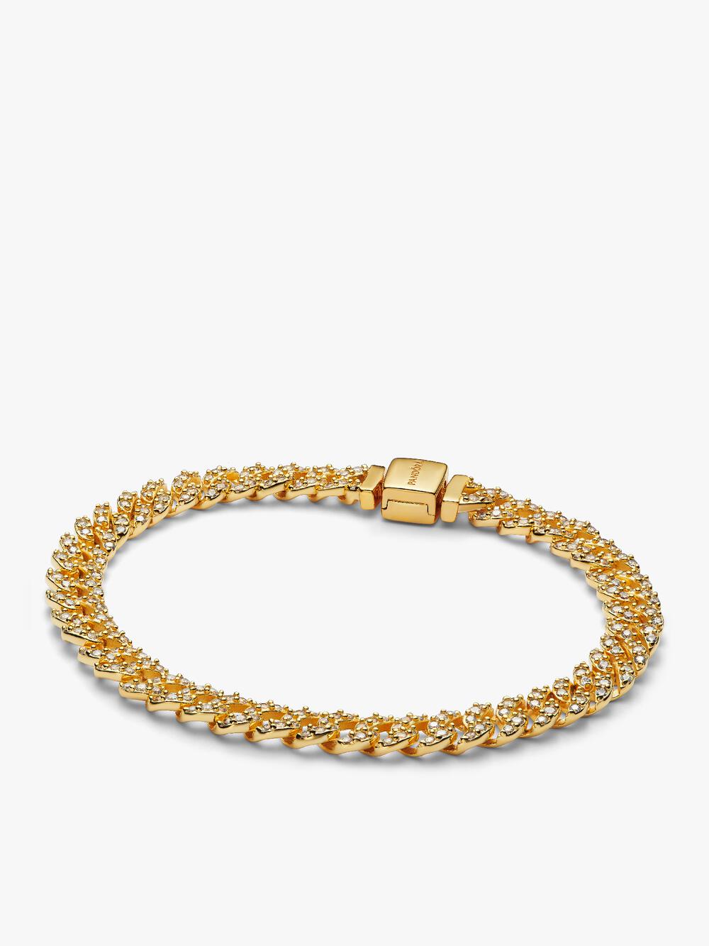 Two-tone Pavé Cuban Chain Bracelet
