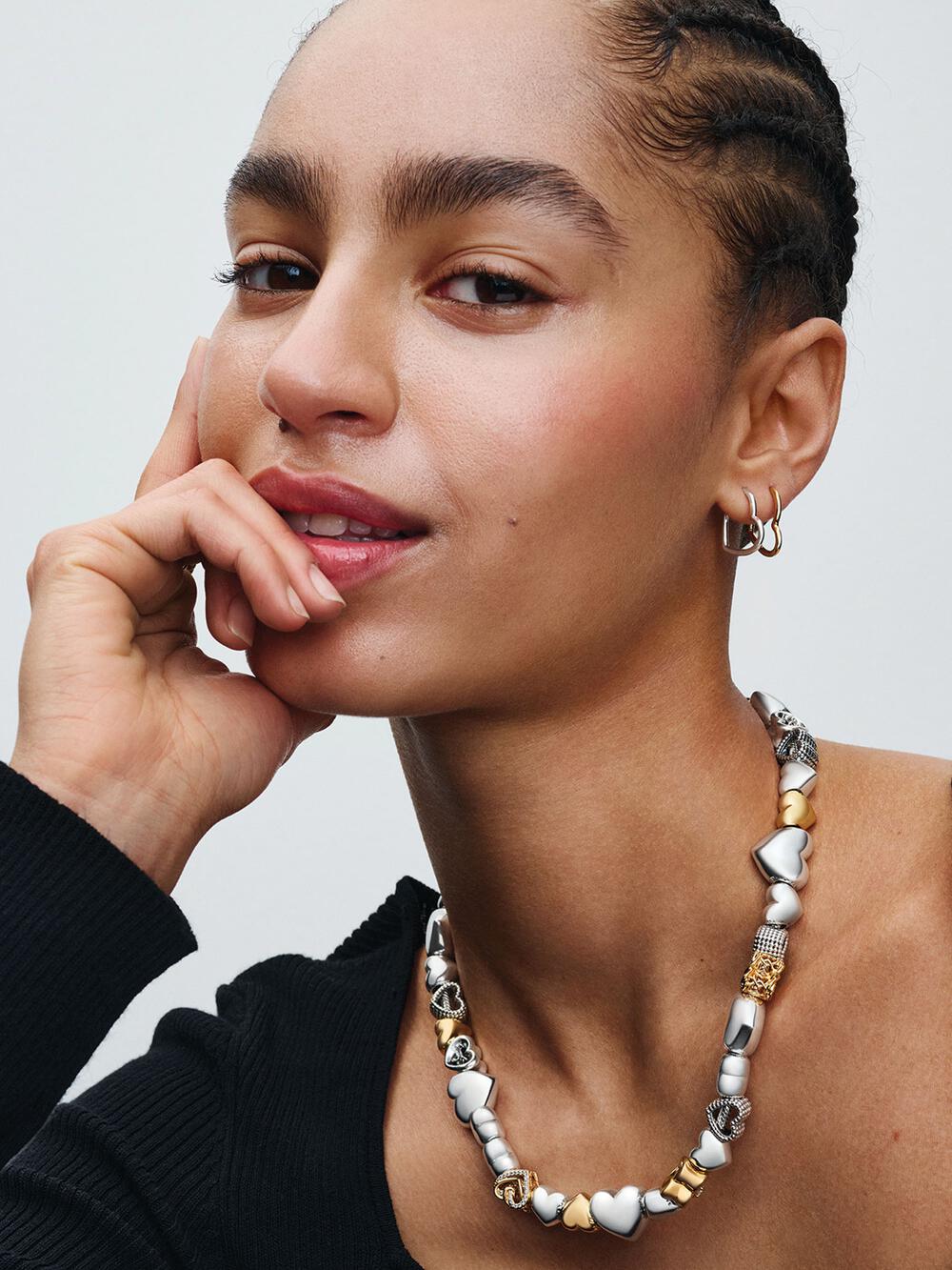 Pandora Moments Heart Clasp Snake Chain Necklace