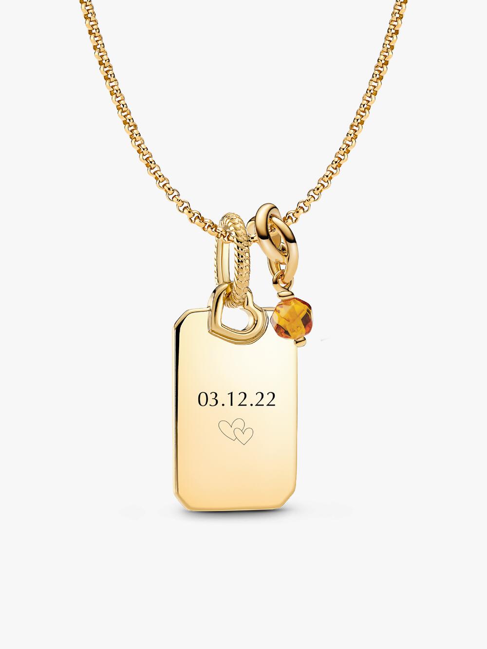 Engravable Rectangle Tag Pendant Necklace Set