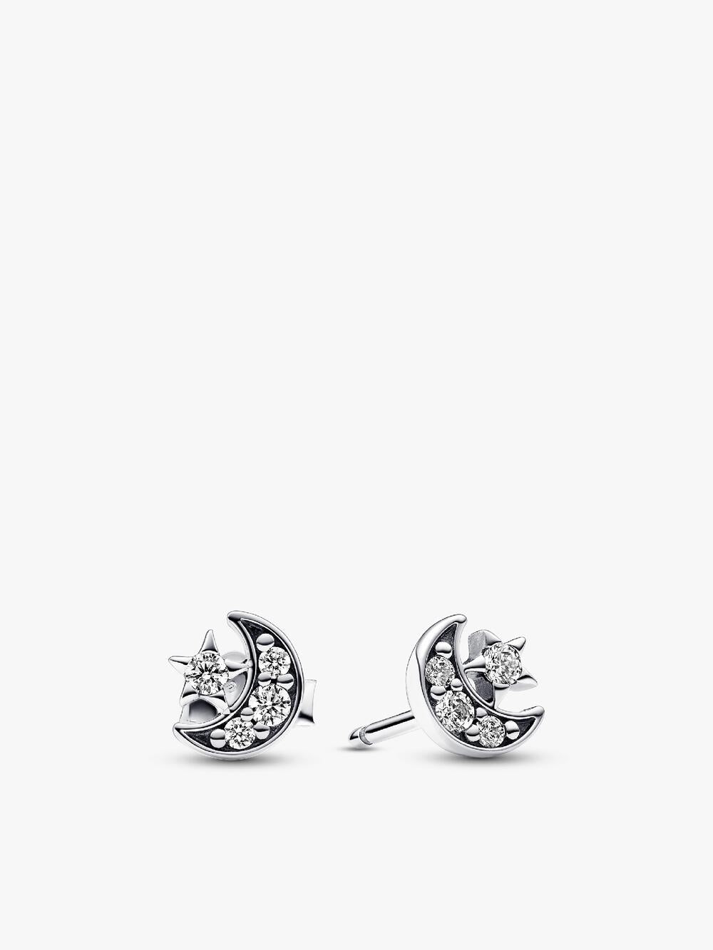 Sparkling Moon Stud Earrings