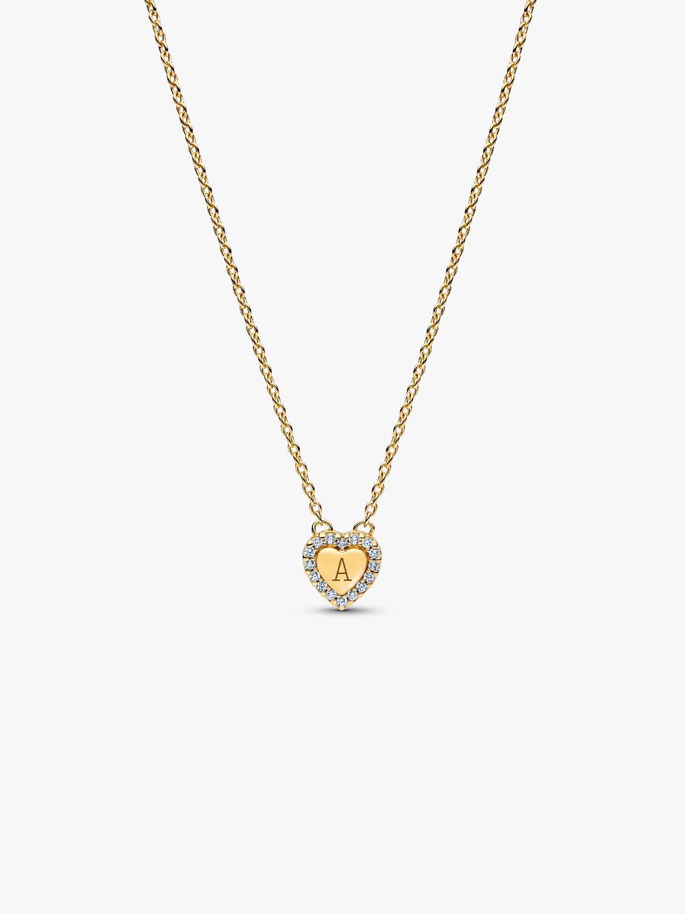 Engravable Heart Halo Collier Necklace