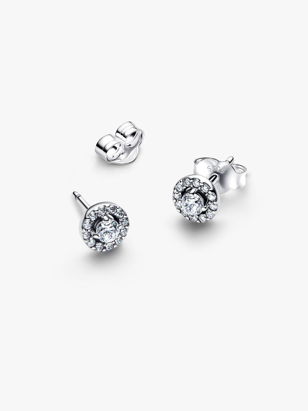Round Pavé Halo Stud Earrings