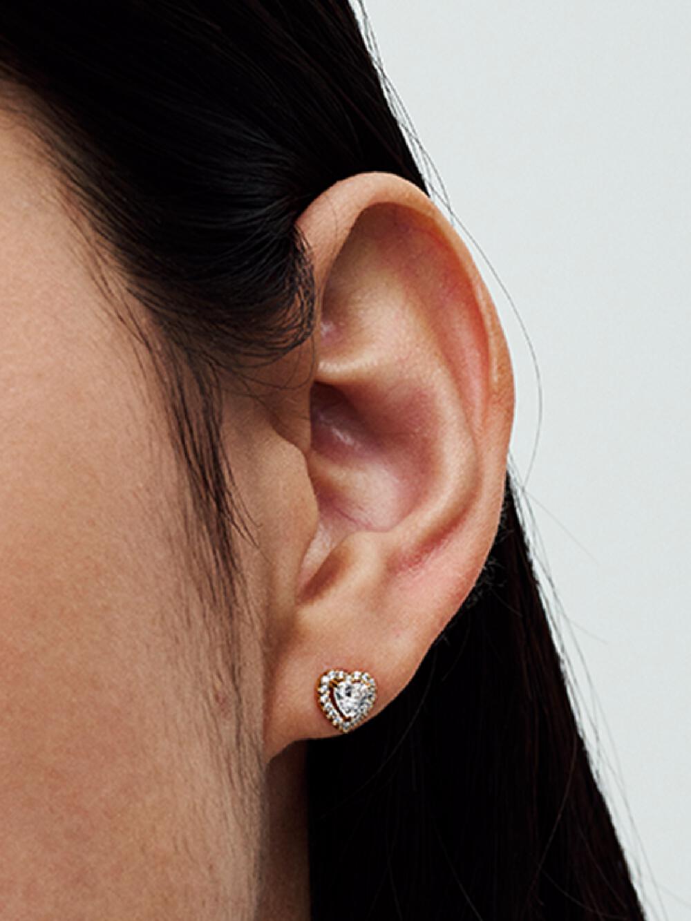 Sparkling Elevated Heart Stud Earrings