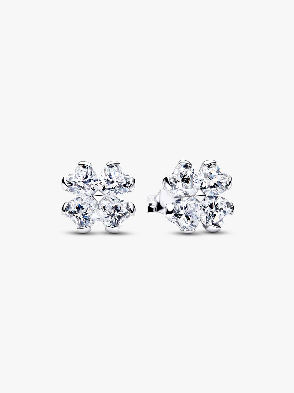 Sparkling Lucky Clover Stud Earrings