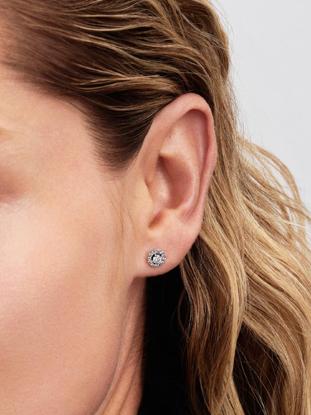 Round Pavé Halo Stud Earrings