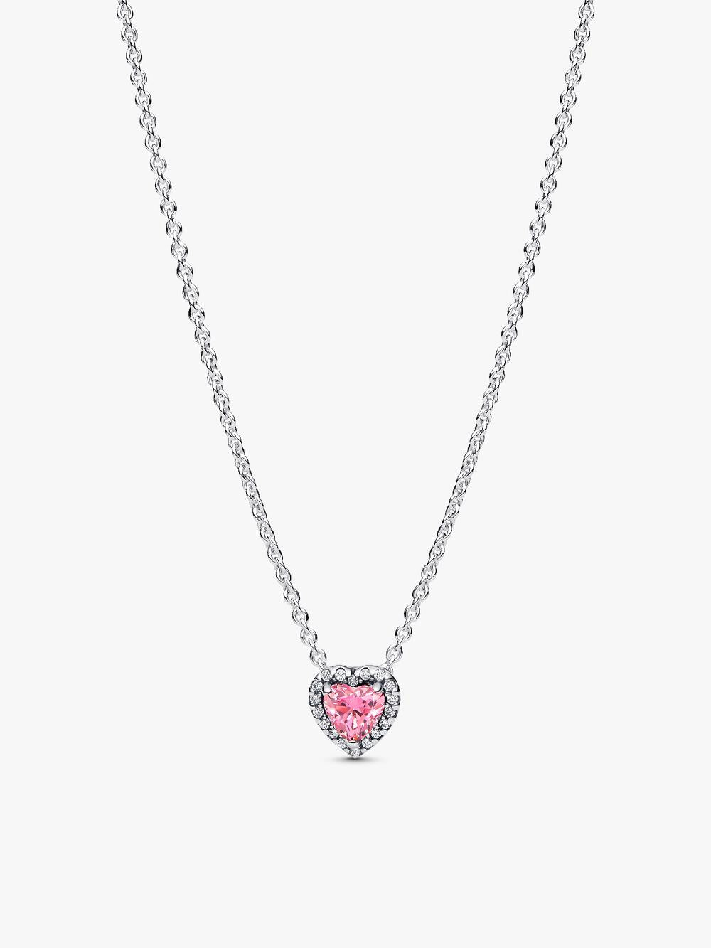 Sparkling Heart Halo Pendant Collier Necklace
