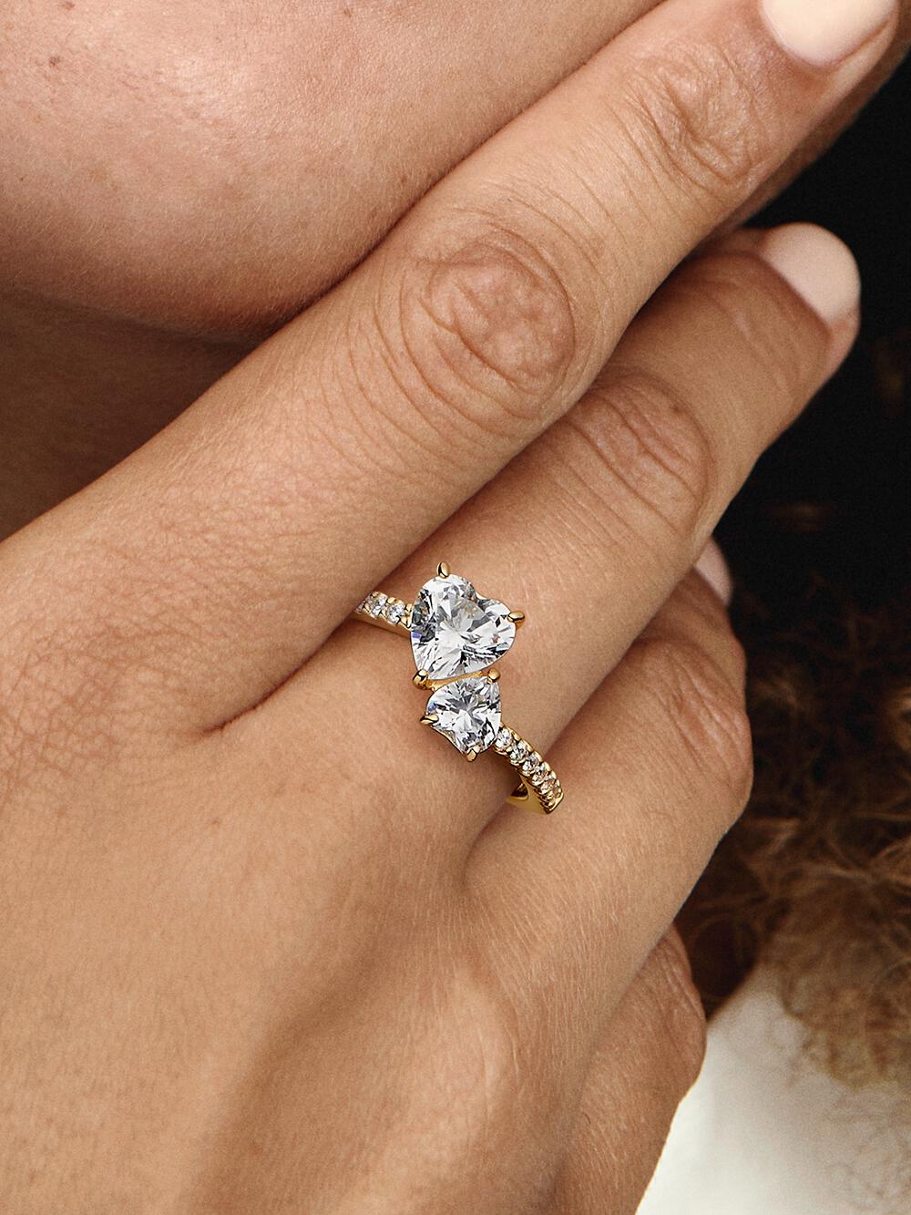 Double Heart Sparkling Ring