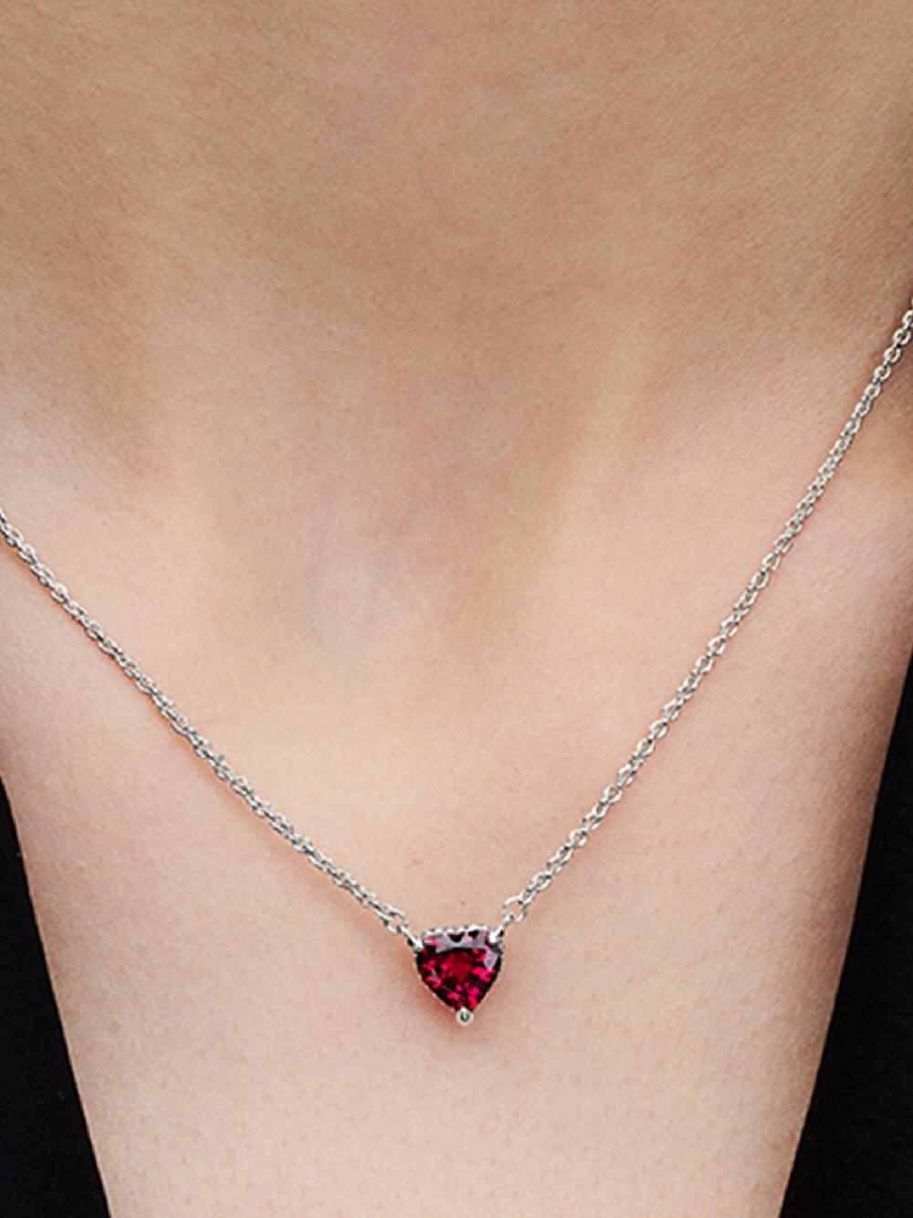 Sparkling Heart Halo Pendant Collier Necklace