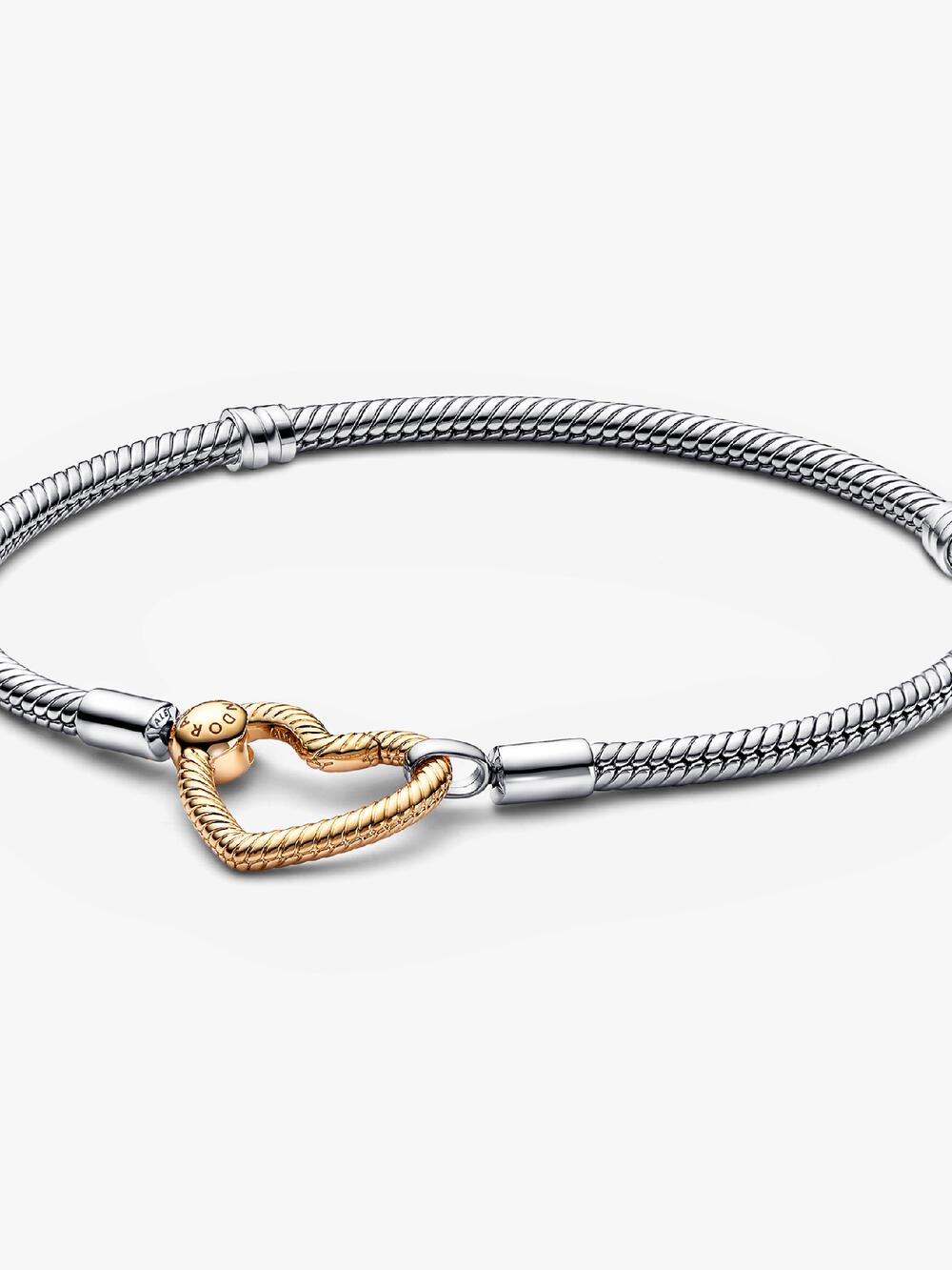 Pandora Moments Heart Closure Snake Chain Bracelet