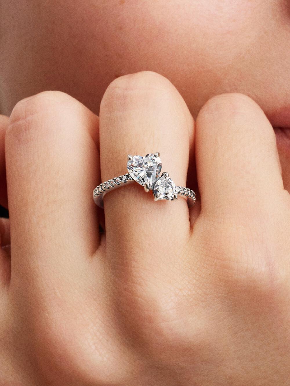Double Heart Sparkling Ring