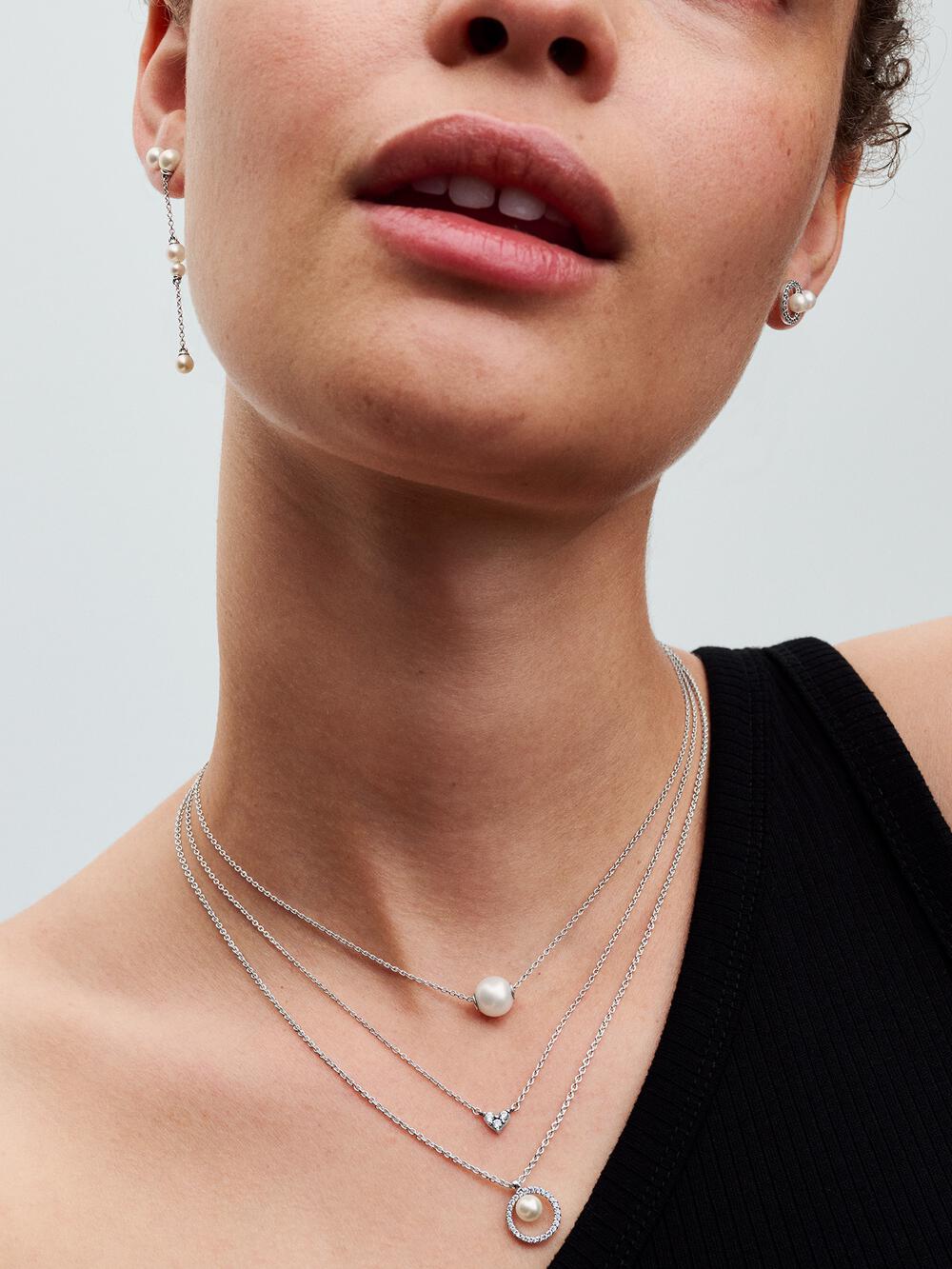 Treated Freshwater Cultured Pearl & Pavé Collier Necklace