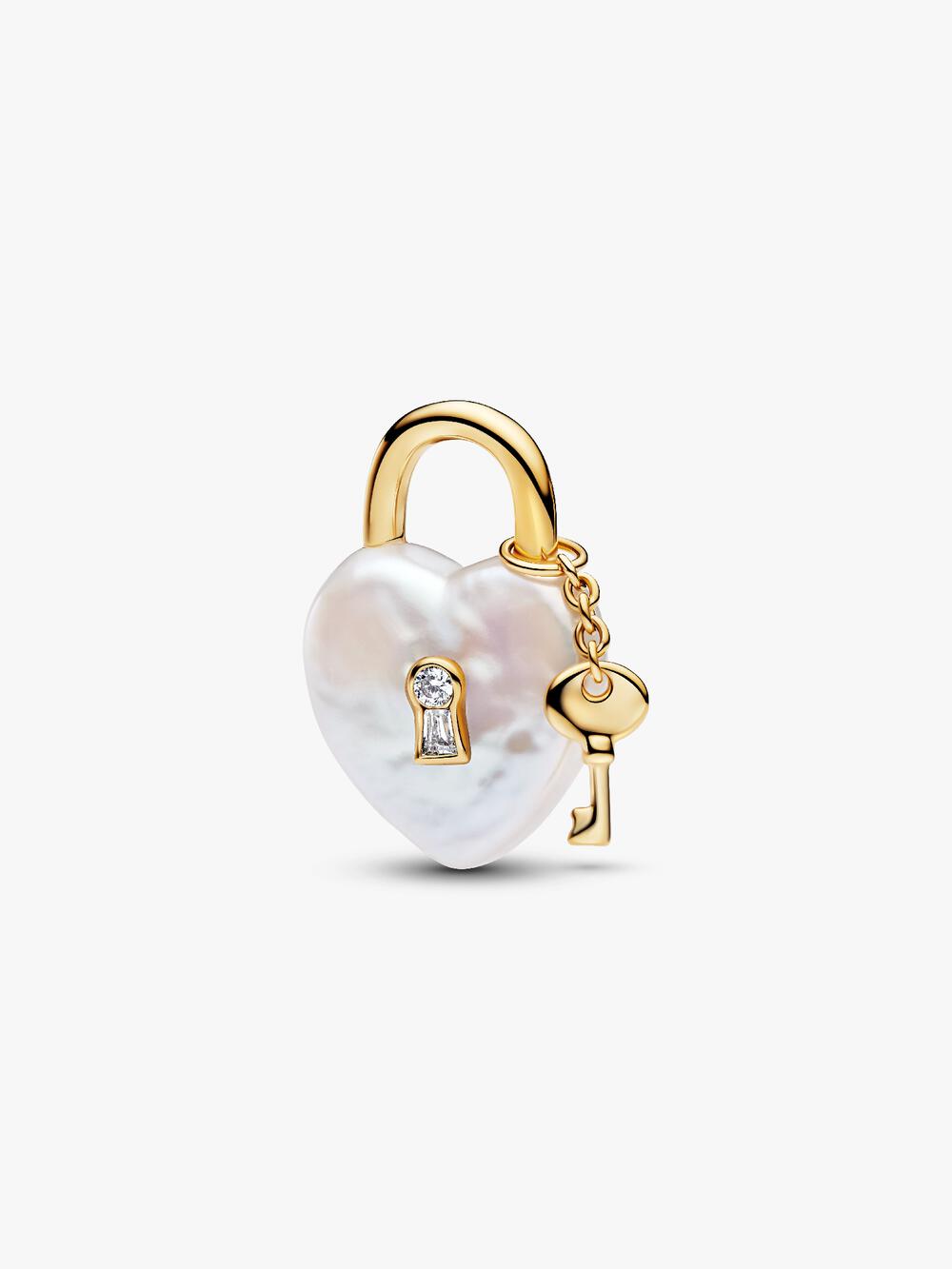 Treated Freshwater Cultured Baroque Pearl Padlock Dangle Charm