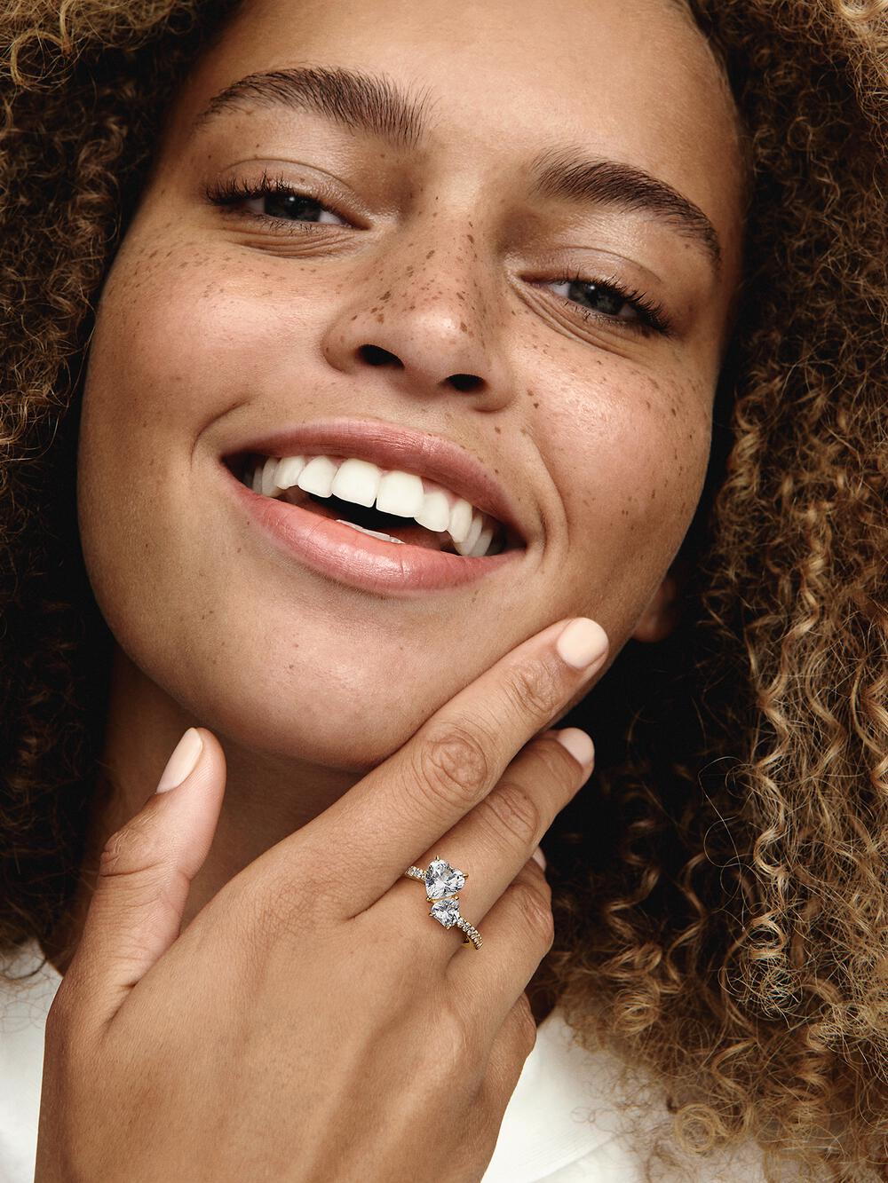 Double Heart Sparkling Ring