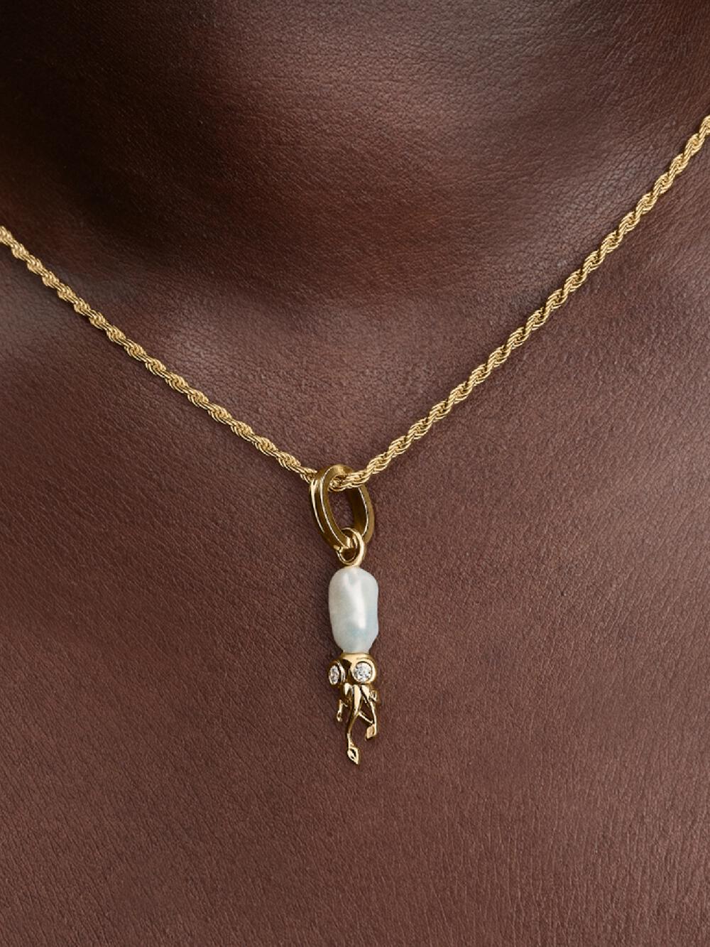 Treated Freshwater Cultured Baroque Pearl Squid Dangle Charm