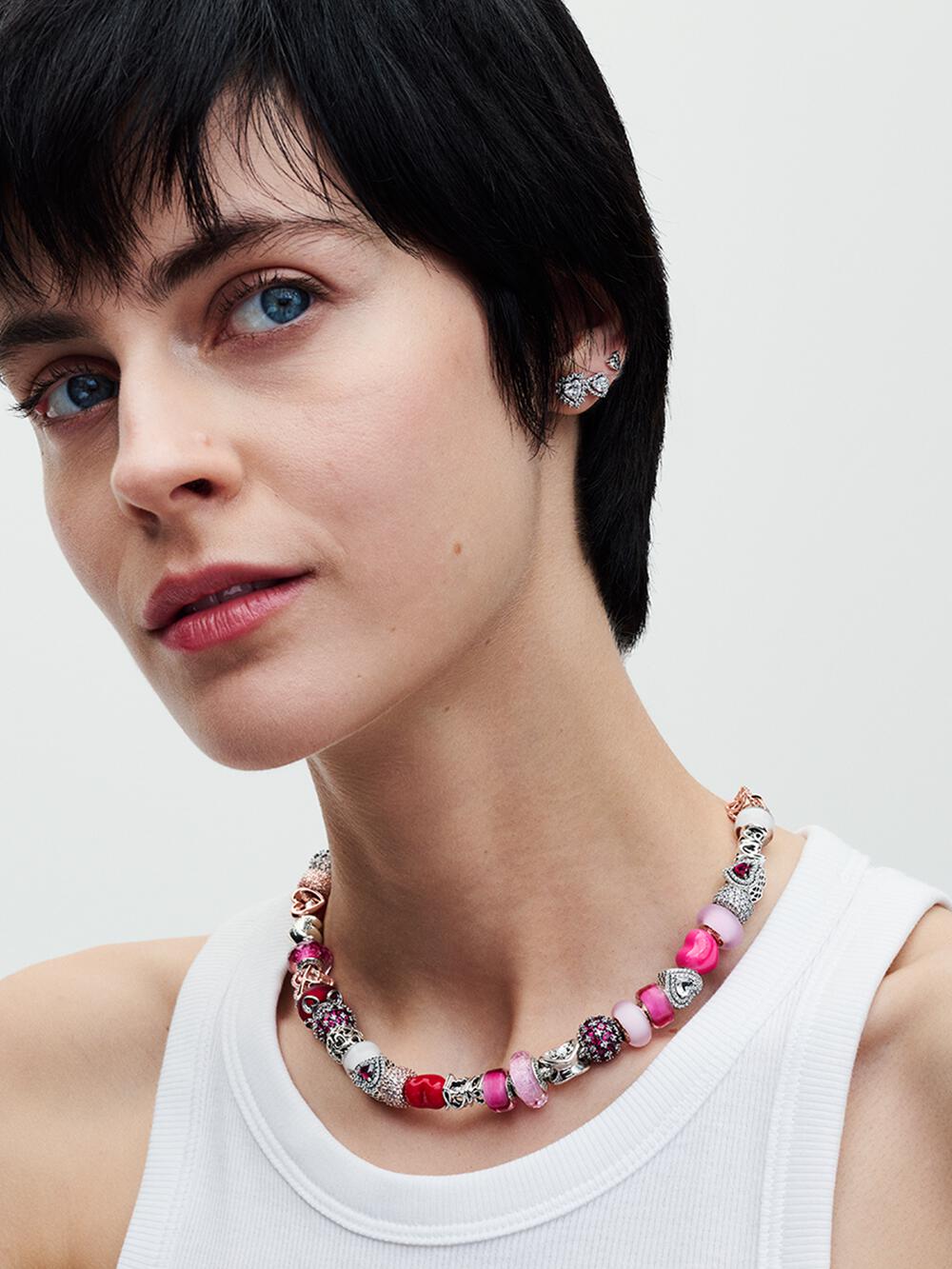 Pandora Moments Heart Clasp Snake Chain Necklace