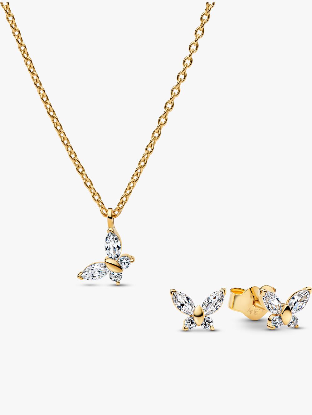 Entwined Heart & Butterfly Pendant Necklace