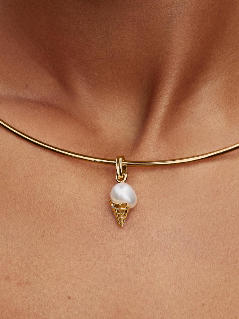 Treated Freshwater Cultured Baroque Pearl Ice Cream Dangle Charm