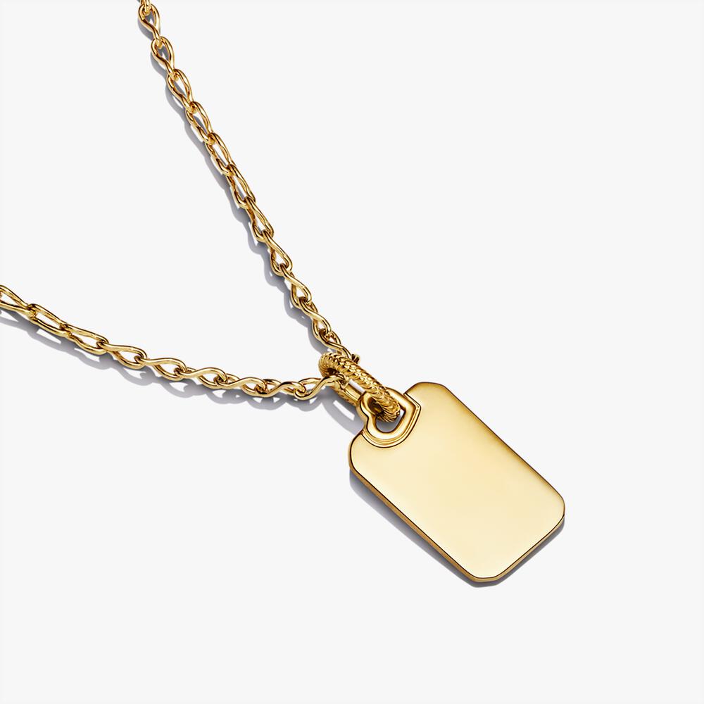 Engravable Rectangle Tag Pendant Necklace Set