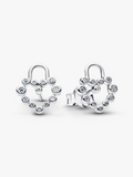 Sparkling Heart Padlock Stud Earrings