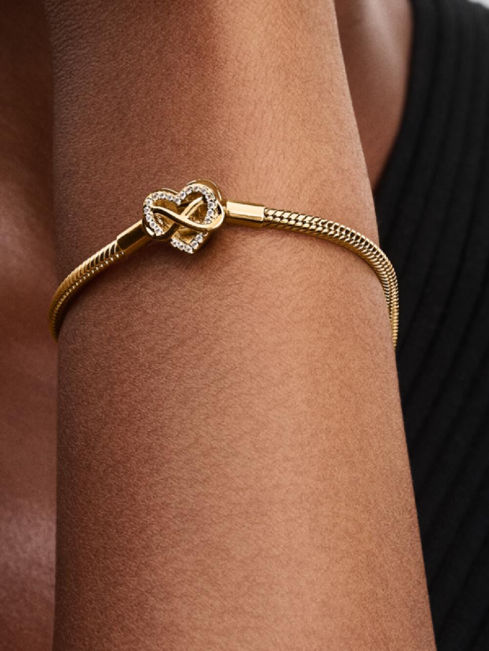 Sparkling Infinity Heart Clasp Snake Chain Bracelet